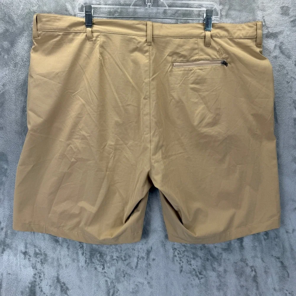 Polo Ralph Lauren Mens Performance Golf Shorts Tan Khaki Size 42 Flat Front Logo